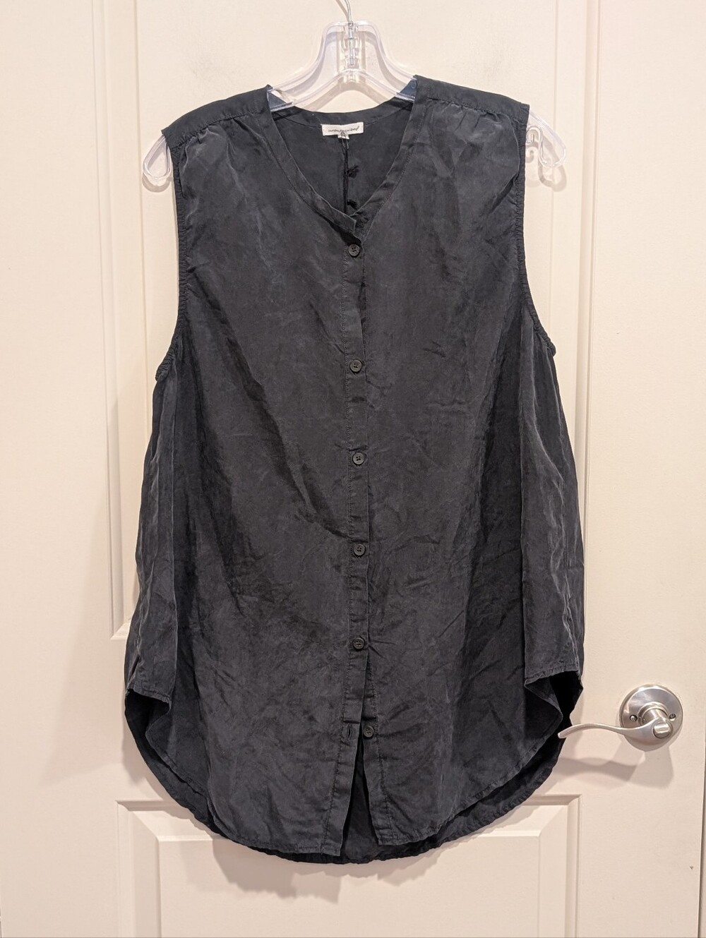 NWT Unsubscribed Silk Sleeveless Button-Down Top Faded Black XS